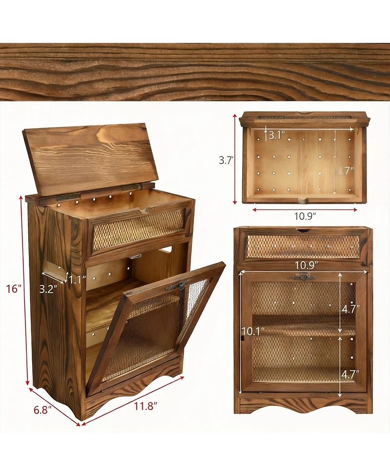 Yigii Wooden Countertop Storage Cabinet for