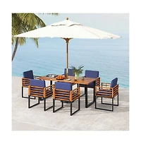 Mondawe 7 Pieces Patio Acacia Wood Dining Chair and Table Set for Backyard and Poolside