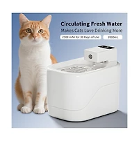 Aostirmotor Smart Sensor Pet Water Fountain, 2000ml/68oz Automatic Dispenser for Cats & Dogs, White