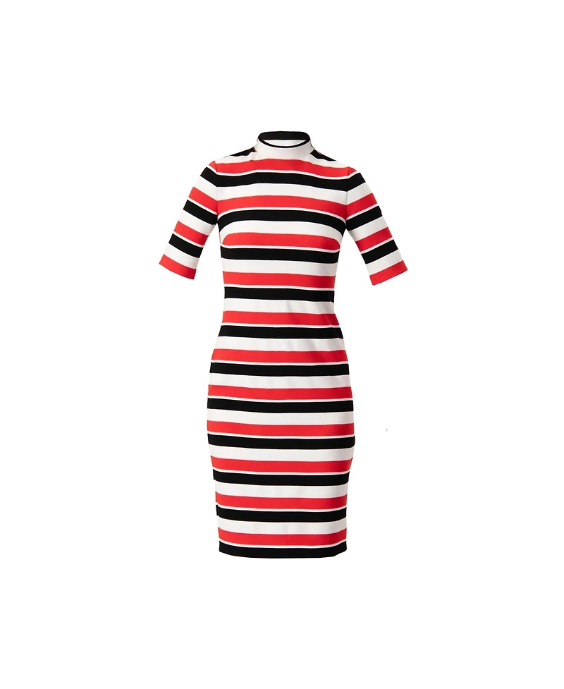 Ivonne Women's Striped Fitted Midi Dress