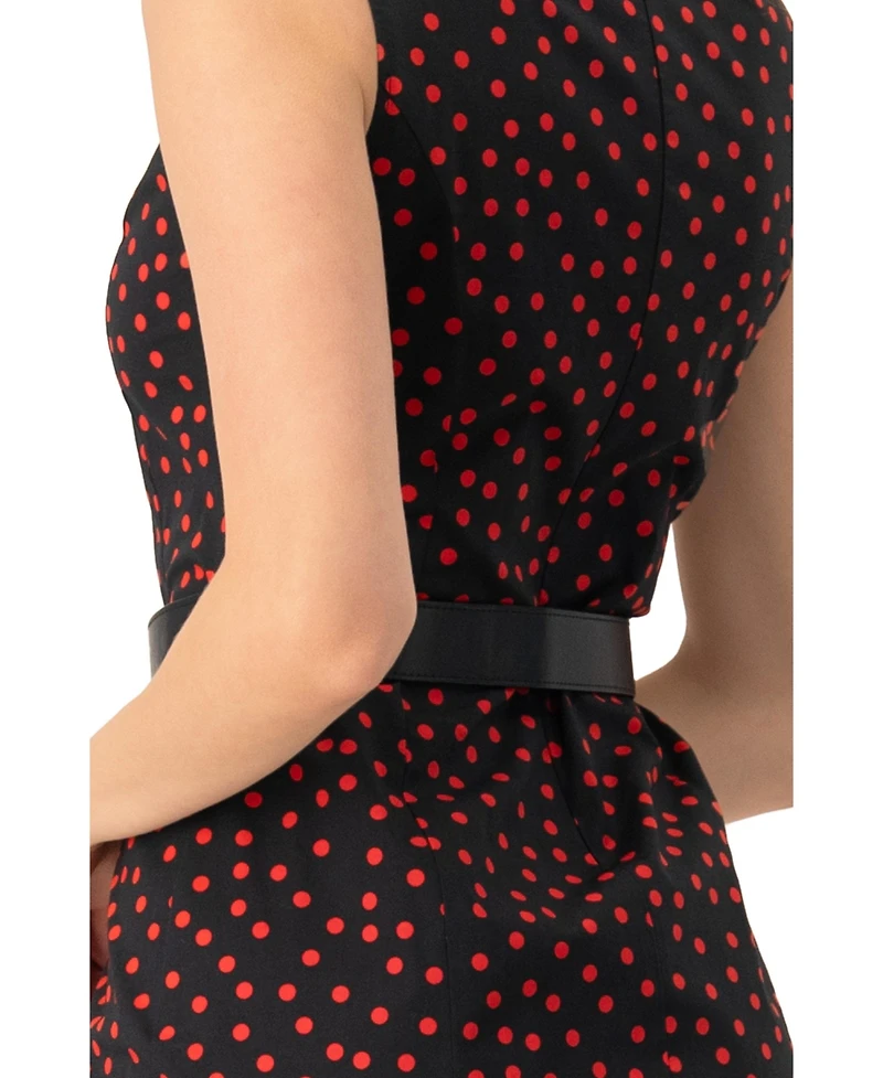 Ivonne Women's Sleeveless Polka Dot Shift Dress