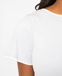 Melissa Paige Women's Boat-Neck Flutter-Sleeve Sweater