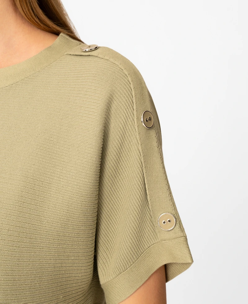 Melissa Paige Women's Vertical Rib Sweater Knit T-Shirt