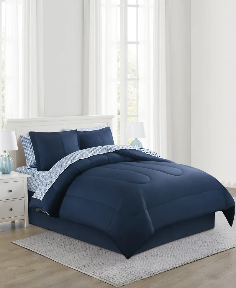 Enchante Accessories 8-Pc. Reversible Printed Microfiber Comforter Sets