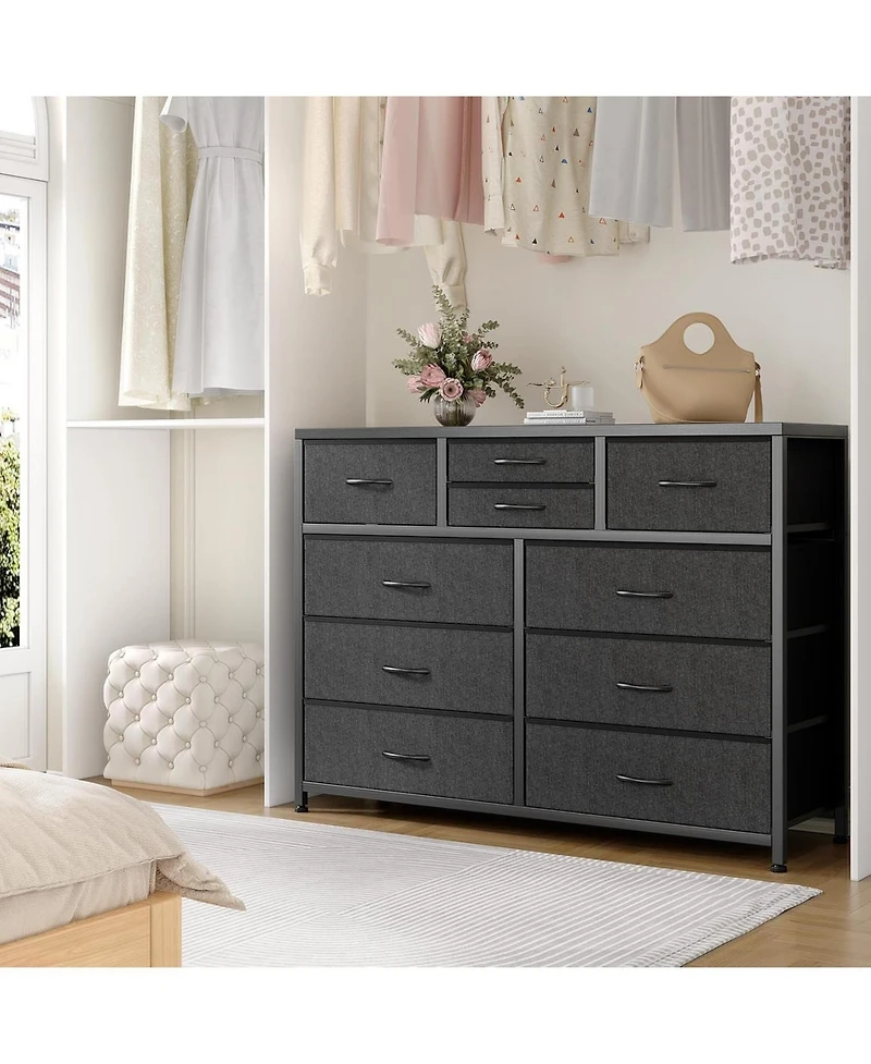 gaomon 10 Drawers Fabric Dressers for Bedroom, Modern Chest of Drawers, 45" Wide Tv Stand