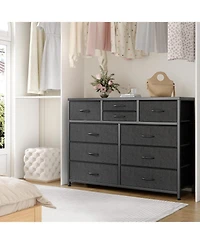gaomon 10 Drawers Fabric Dressers for Bedroom, Modern Chest of Drawers, 45" Wide Tv Stand