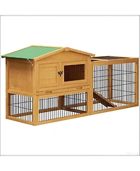 Aostirmotor Secure Outdoor Cat Hutch - Ventilated Wooden Shelter with Wheels