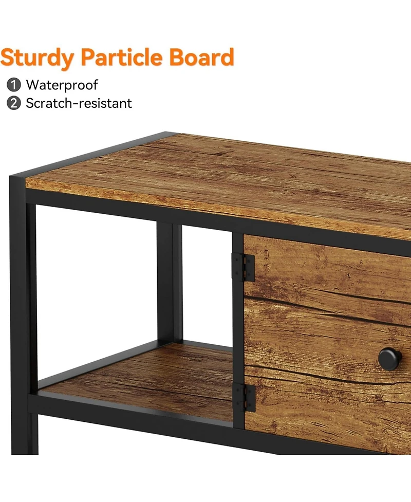 gaomon Tv Stand for up to Inches, Large Console Table with 2 Closed Storage Spaces and Open Compartments