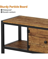 gaomon Tv Stand for up to Inches, Large Console Table with 2 Closed Storage Spaces and Open Compartments