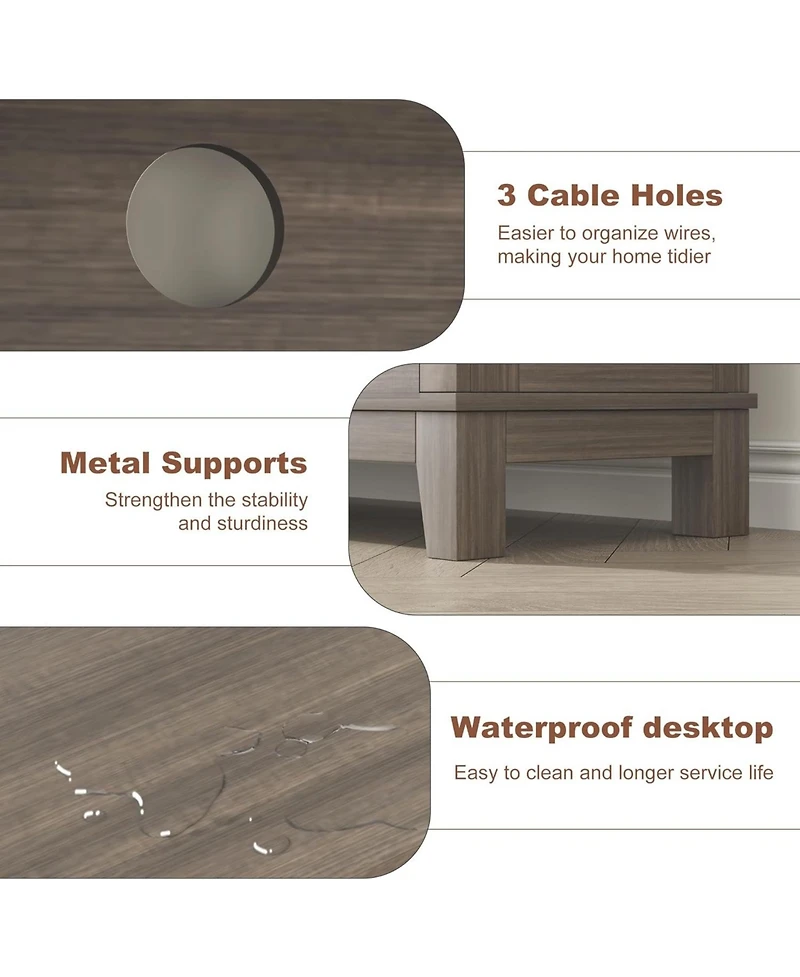 gaomon Tv Stand for 63 in, Entertainment Center with Adjustable Shelves, Farmhouse Cabinet Doors