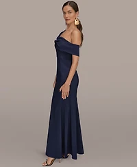 Donna Karan New York Women's One Shoulder Twisted Gown