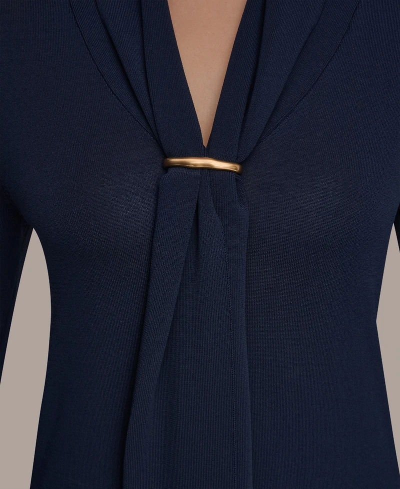 Donna Karan New York Women's Long-Sleeve V-Neck Sweater