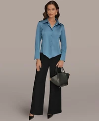 Donna Karan New York Women's Collared Long-Sleeve Blouse