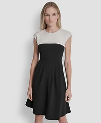 Dkny Women's Scuba Crepe Jewel Neck Dress