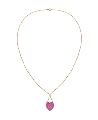 Macy's Ruby (1-1/2 ct. t.w.) & Diamond (1/20 ct. t.w.) Heart Pendant Necklace in 14k Yellow Gold