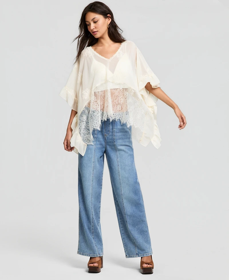 And Now This Women's Embroidered Woven Poncho, Macy's Exclusive