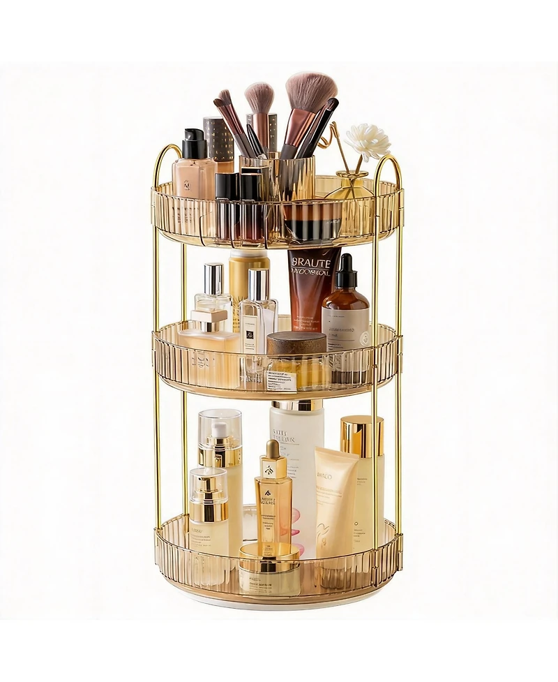 Yigii 360° Rotating Makeup Organizer - 3 Tier, Large Capacity, Easy Assembly, Durable Abs