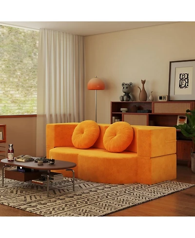 Streamdale Furniture Folding Sofa Bed with Pillow, Twin Sleeper Sofa, Yellow