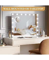 Homfan Vanity Mirror with Lights, Equipped with 17 Adjustable Led Lights, Featuring 3X Magnification, Smart Touch Controls with Three Adjustable Color