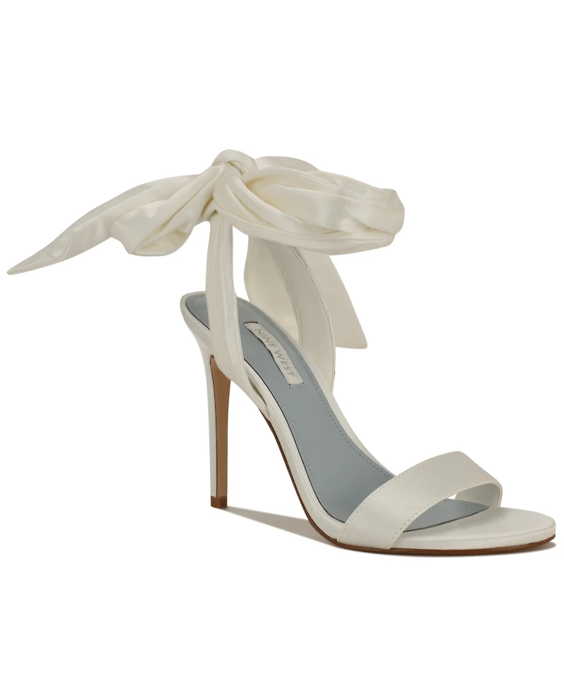 Nine West Women's Maddie Bridal Ankle Tie Wrap Stiletto Heel Sandals