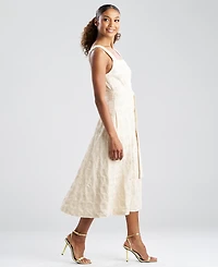 Natori Women's Spiral Embroidered Square Neck Maxi Dress