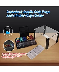 Gse Games & Sports Expert 600pcs Casino Grade Acrylic Poker Chips Carrier with 6 Poker Chip Trays