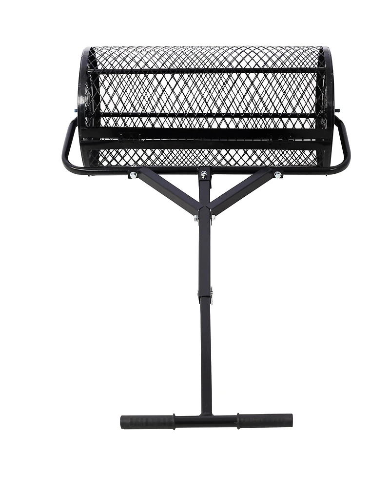 flynama Black 24 Inch Peat Moss Spreader Metal Mesh Compost Spreader T Shaped Handle for Lawn Garden Care Manure Seeding Planting