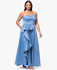 Xscape Plus A-Line Asymmetrical Neck Ball Gown