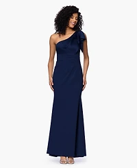 Betsy & Adam Petite Long Satin One Shoulder Ball Gown