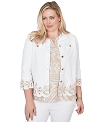 Alfred Dunner Petite Natural WonderLeaf Embroidered Shirt Jacket