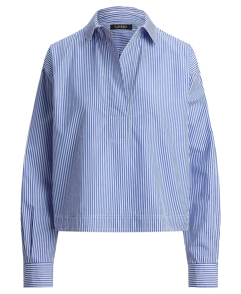 Lauren Ralph Petite Striped Cropped Shirt