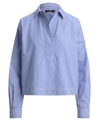 Lauren Ralph Petite Striped Cropped Shirt