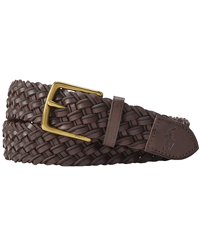 Polo Ralph Lauren Men's Leather & Braided Cord Woven Belt