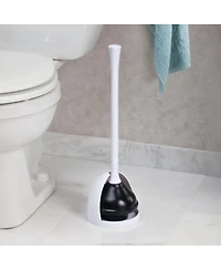 iDesign Bowl Plunger and Hideaway Holder for Bathroom Storage - White