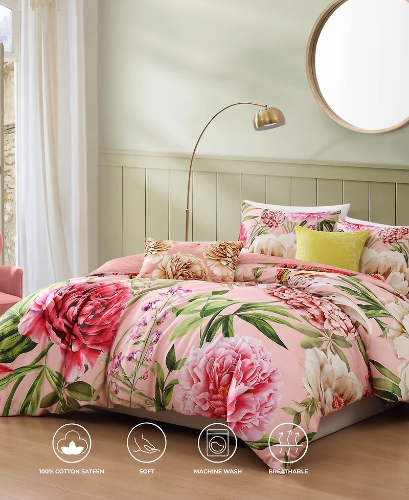 Bebejan Spring Forever Bedding 100% Cotton Sateen 5 Piece Queen Size Reversible Comforter Set