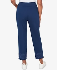 Alfred Dunner Petite Mykonos Geometric Embroidered Super Stretch Denim Ankle Pants