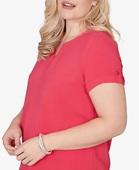 Alfred Dunner Petite The Royal Treatment Solid Rolled Short Sleeve T-shirt