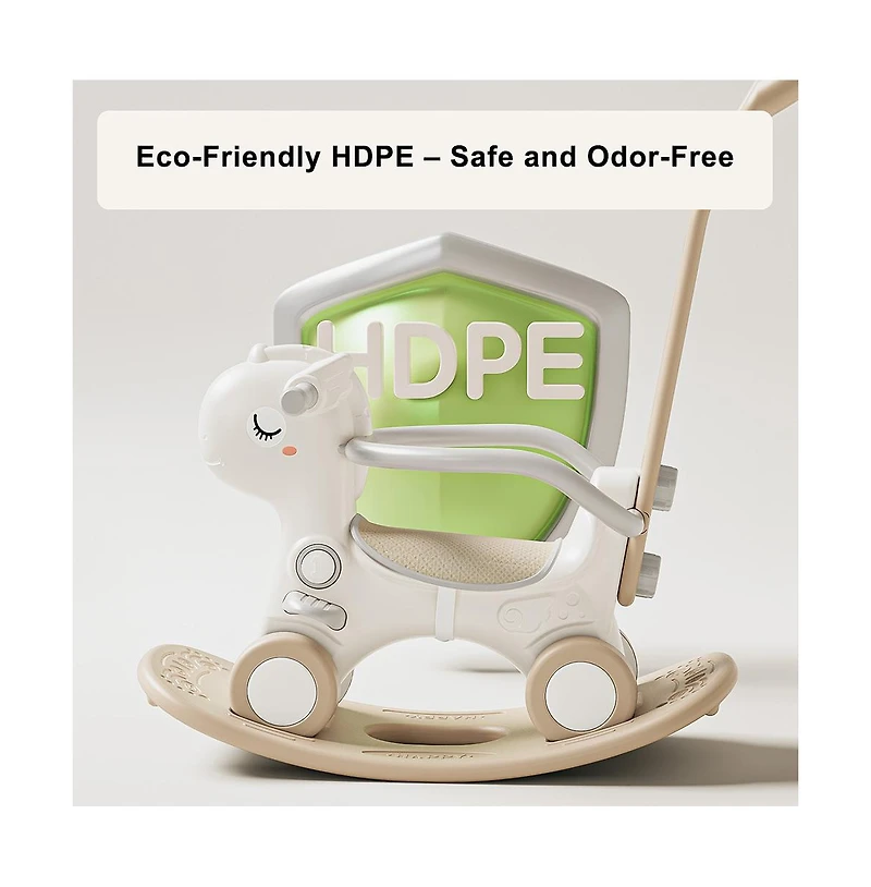 Bruce & Shark 4-in-1 musical rocking horse for toddlers, converts to ride-on, walker, board."