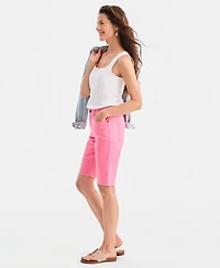 Style & Co Women's Mid-Rise Raw-Edge Bermuda Jean Shorts, Created for Macy's