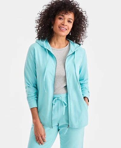 Style & Co Women's Zip-Front Hooded Sweatshirt, Created for Macy's
