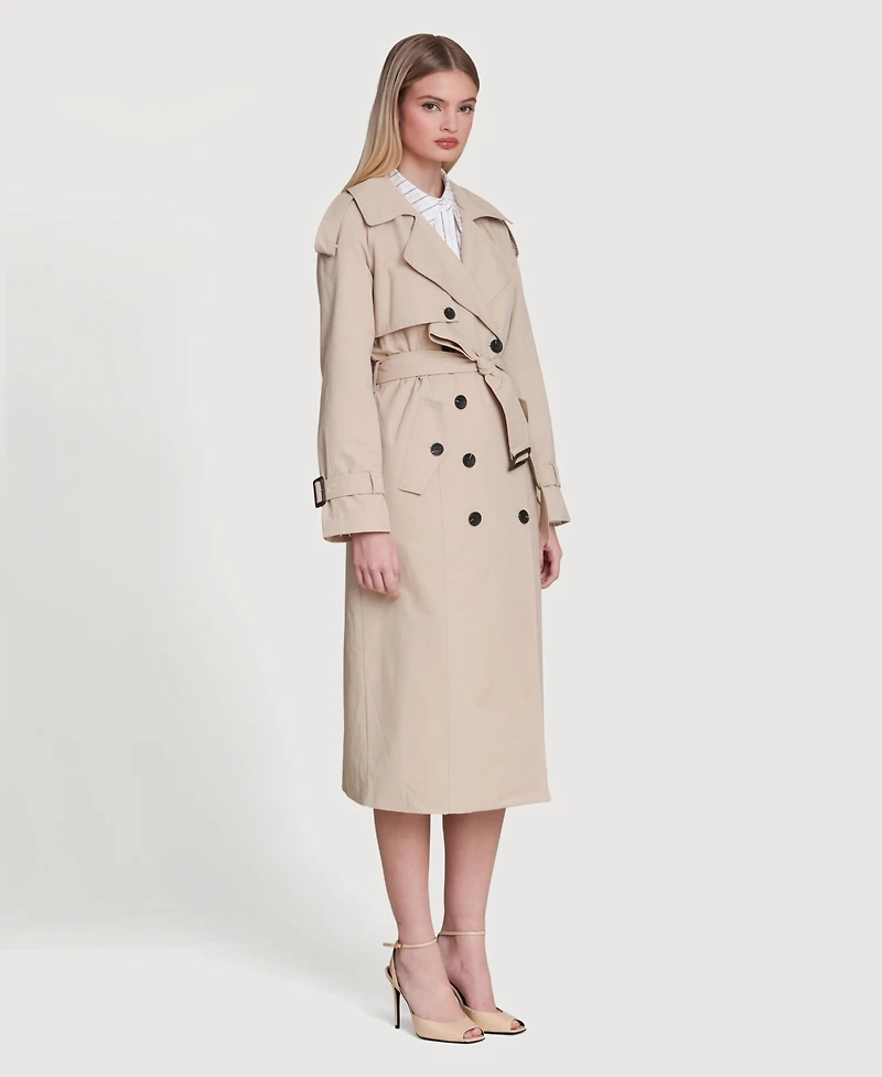 Avec Les Filles Women's Double Breasted Maxi Trench Coat