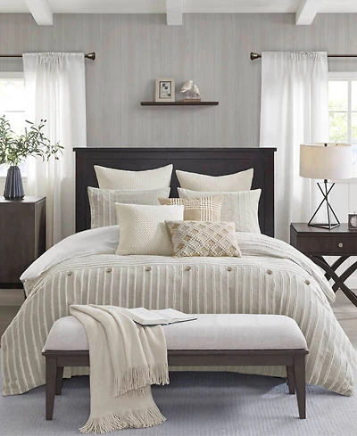 Madison Park Signature Essence Oversized Cotton Clipped Jacquard 9-Pc. Comforter Set, King