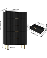 gaomon 5 Drawer Dresser for Bedroom, Wooden Chest with Wide Drawers, Modern Storage Organizer Closet, Hallway
