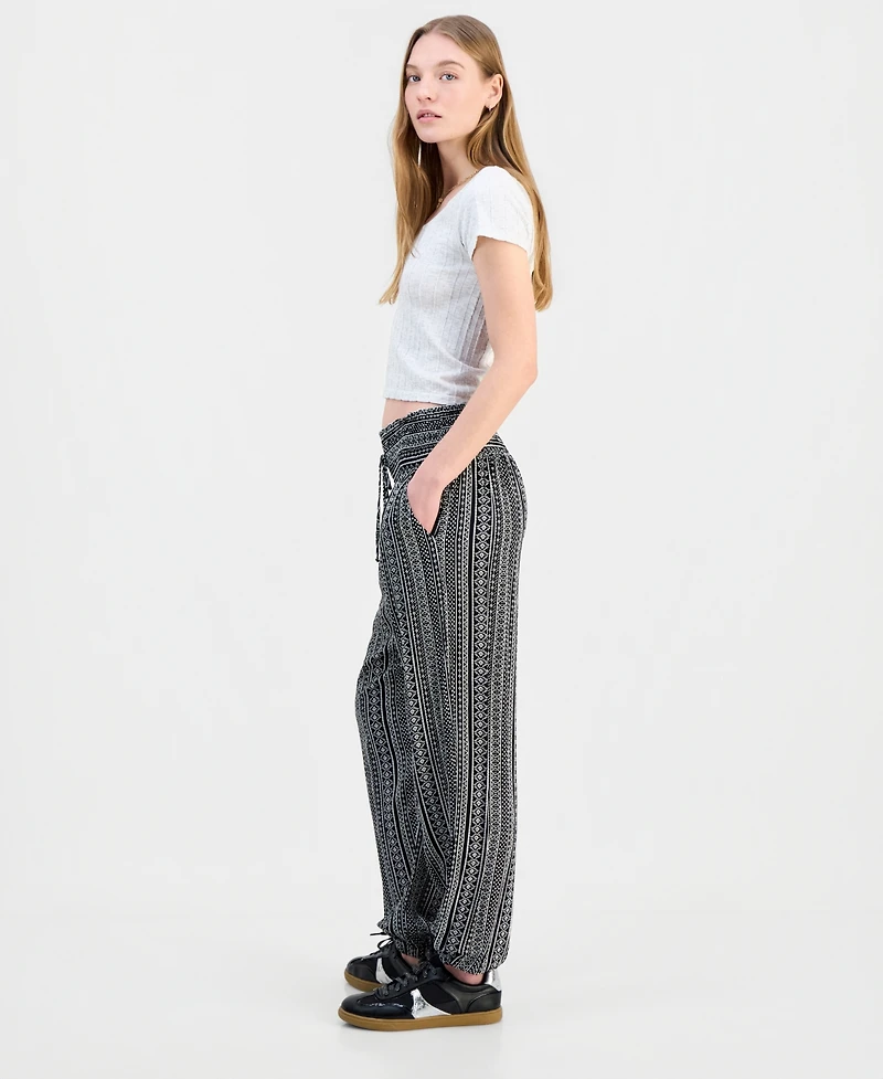 Kingston Grey Juniors' Striped Smocked-Waist Jogger Pants