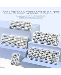 Lofree 132 Keys Moa Keycaps, Dye-Sublimation Pbt Custom Keycap Set, Cute Bear Customized Pattern Keycaps for Mx Switches Mechanical Gaming Keyboard