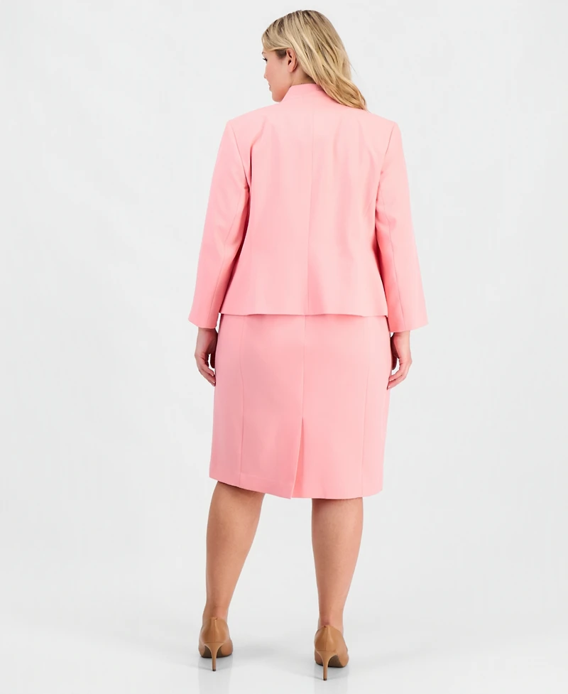 Le Suit Plus Kiss-Front Cutout-Collar Dress