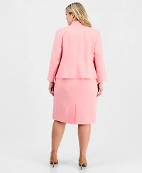 Le Suit Plus Kiss-Front Cutout-Collar Dress