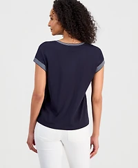 Nautica Women's Striped-Trim Dolman-Sleeve T-Shirt