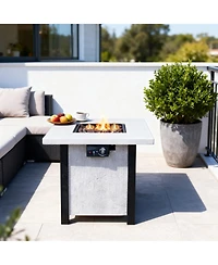 Flynama 28 Inch Square Outdoor Propane Fire Pit Table 50000 Btu Csa Certified Charcoal Grain 25 Inch H