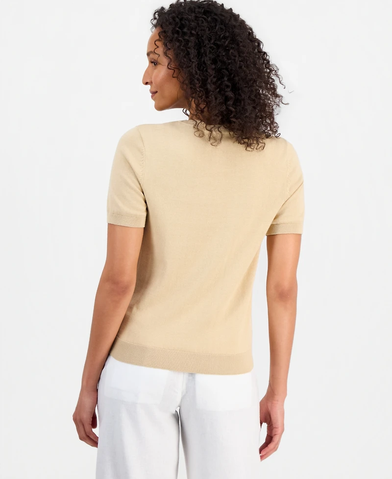 Nautica Women's Cotton Butterfly Round-Neck Sweater